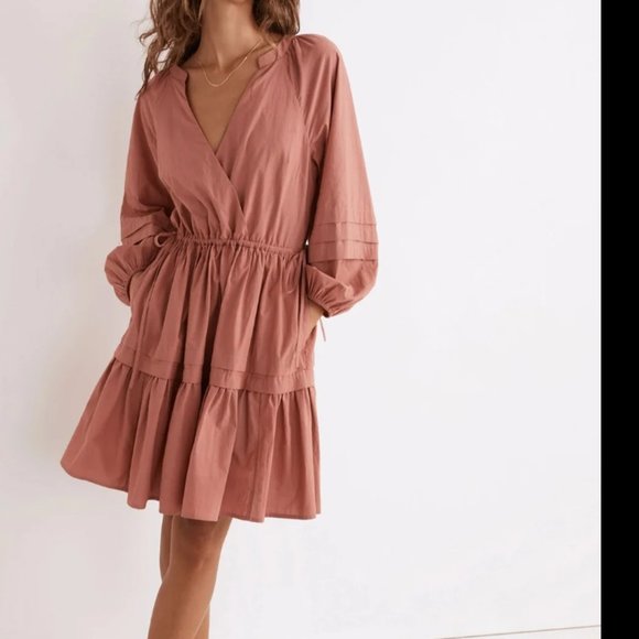 MADEWELL CRINKLE POPLIN FOREST GREEN MINI DRESS BOHO EARTHY NWOT $128 XS/S - Picture 5 of 12